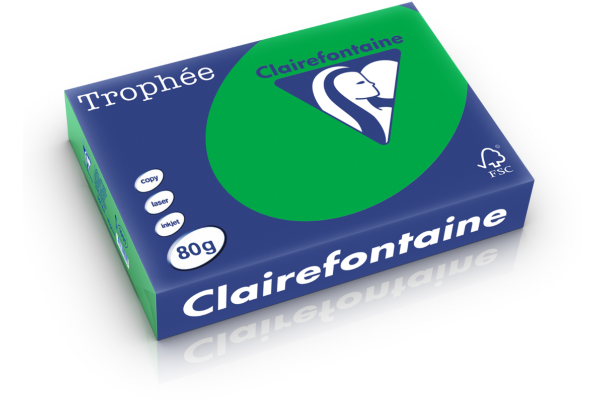 Kopieerpapier A4 donker-/biljartgroen FSC houtvrij 500 vel, 80 grs.