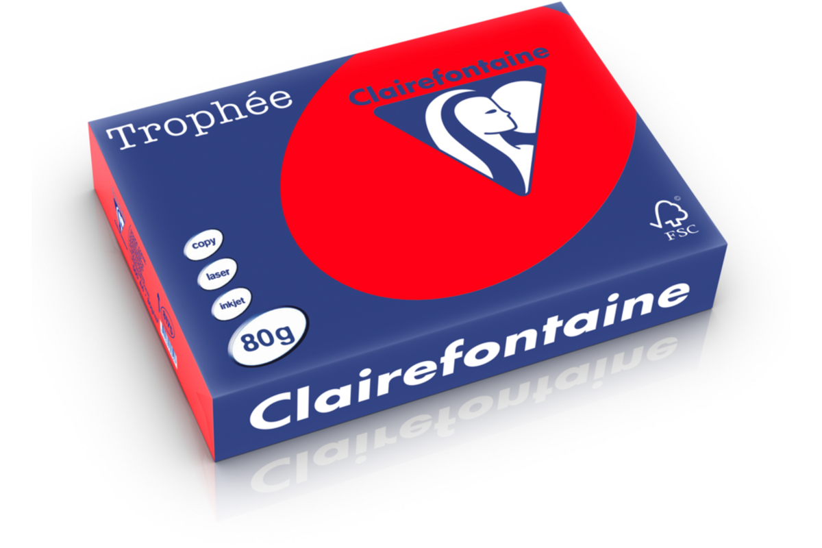 Kopieerpapier A4  koraalrood FSC houtvrij 500 vel, 80 grs.