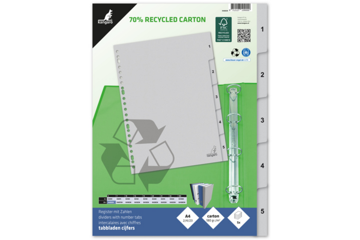 Tabbladen ECO A4 cijfers 23-rings 5-delig