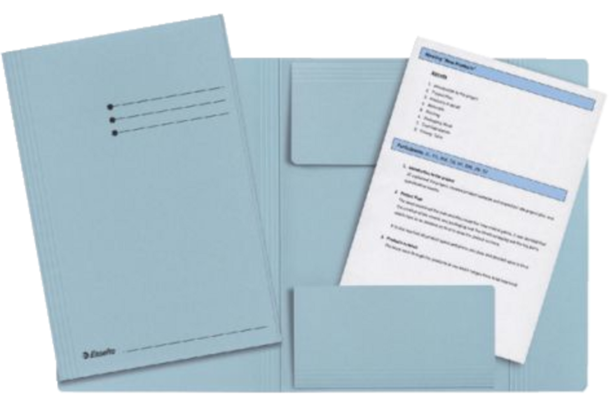 Dossiermap blauw folio gerecycled karton