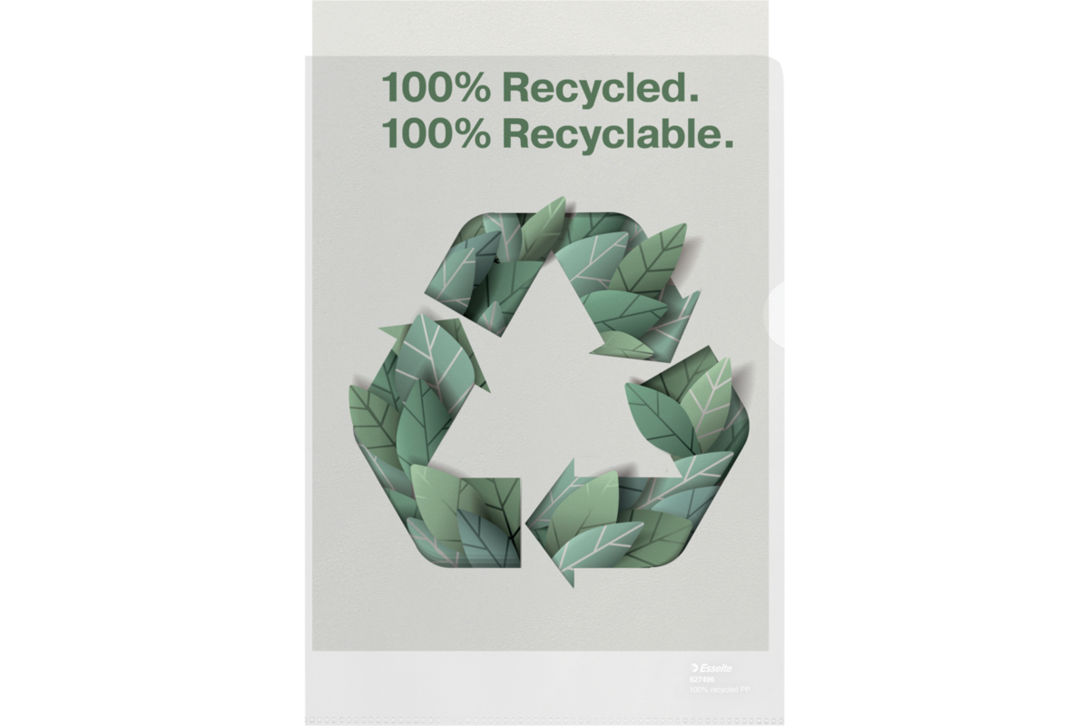 Transparantmap L-model Esselte Recycled PP A4 100µ set van 100 stuks