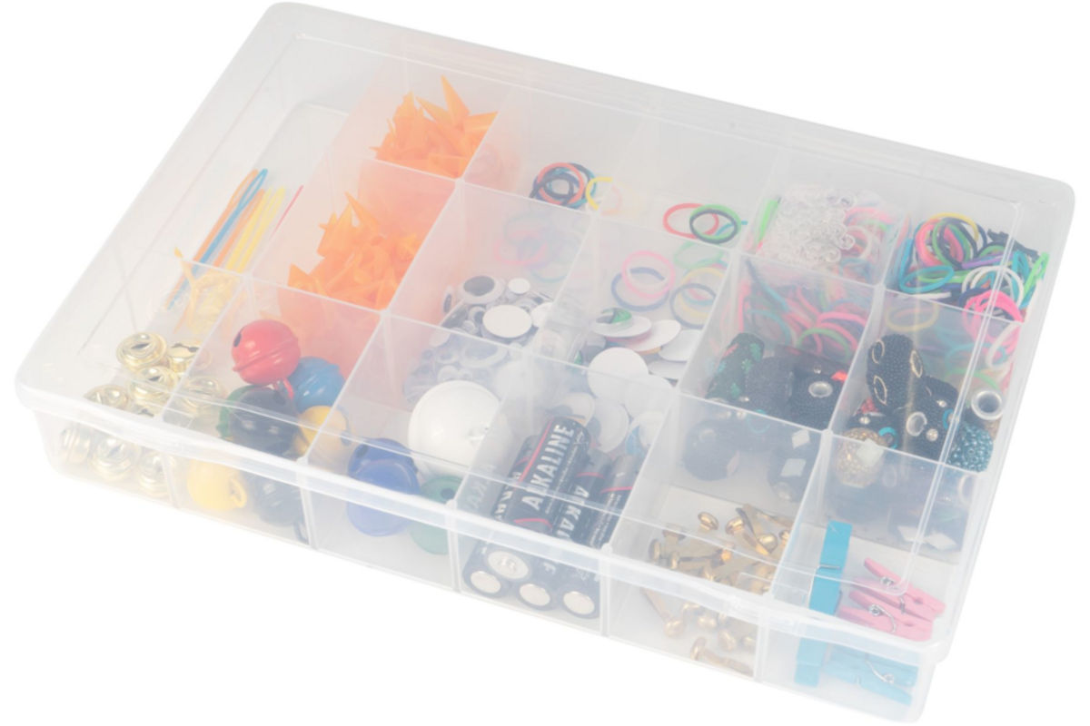 Opbergbox 17 vak met deksel transparant