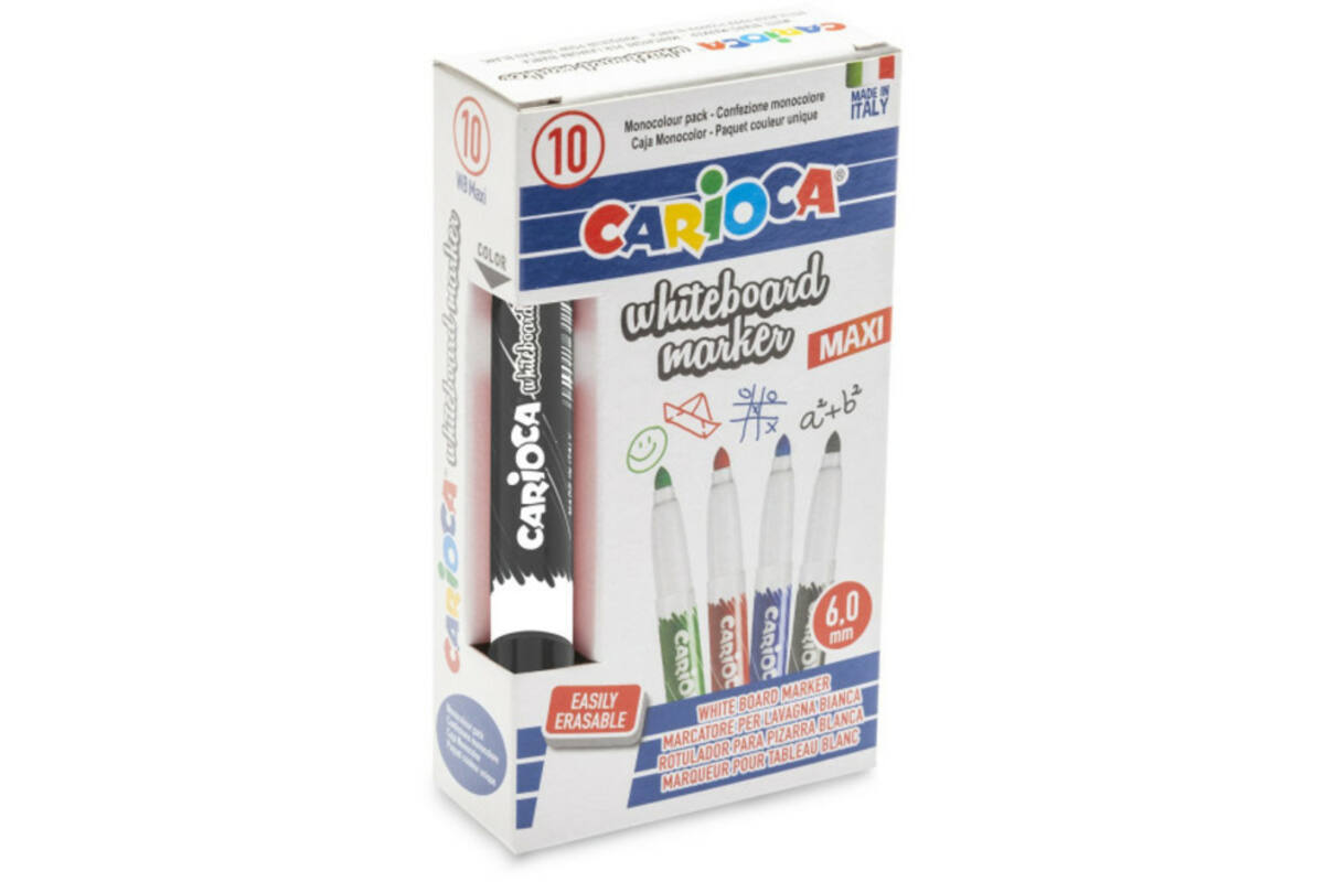Whiteboardstiften Carioca Clip maxi zwart, 10 stuks