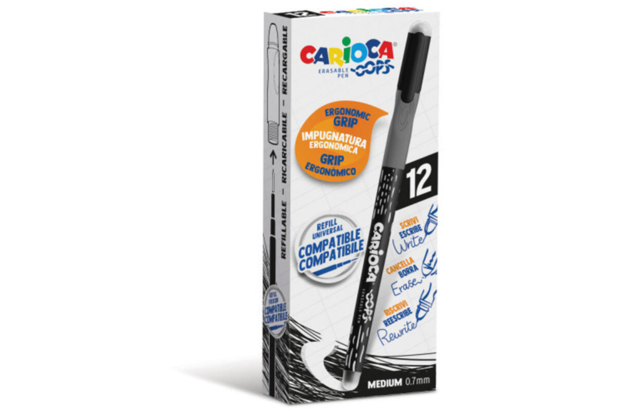 Rollerpen OOPS ergo-grip zwart, 12 stuks