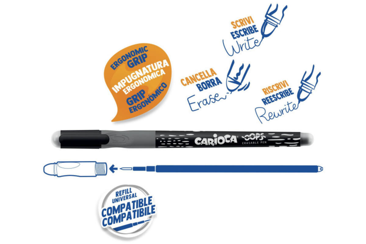 Rollerpen OOPS ergo-grip zwart, 12 stuks