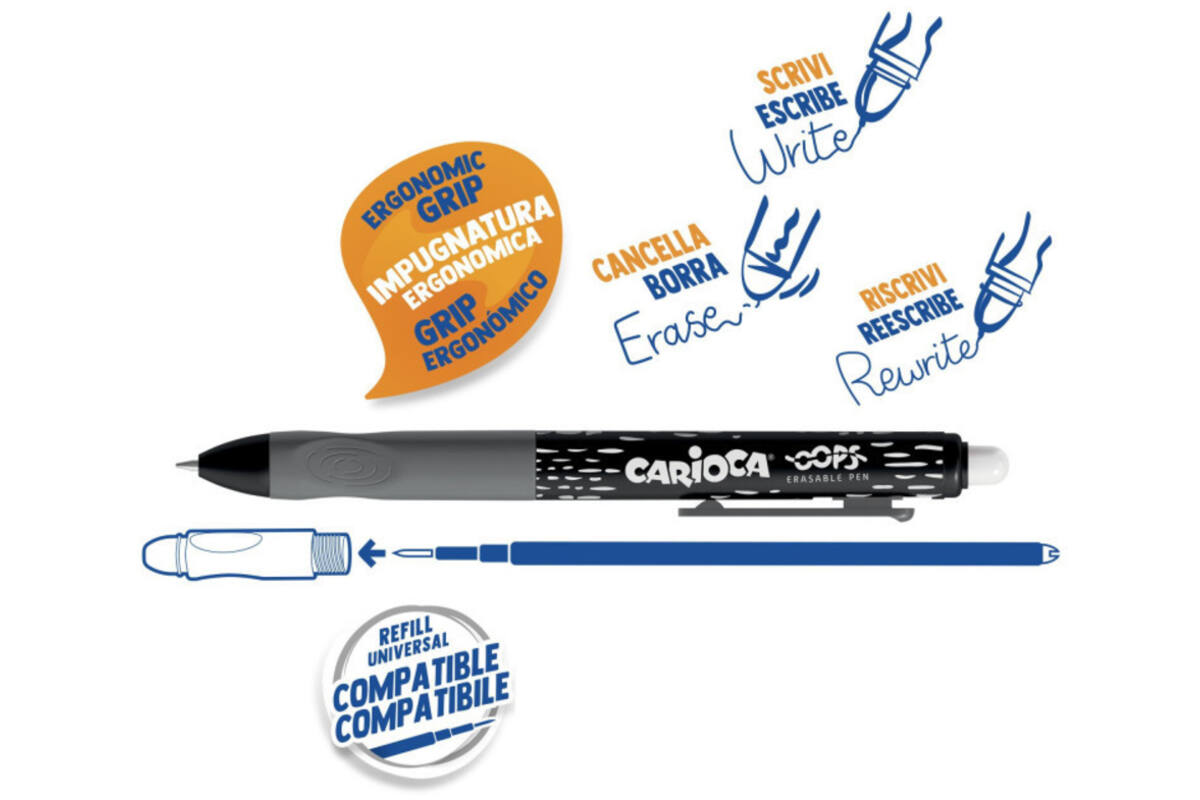 Rollerpen OOPS ergo-grip clic zwart, 12 stuks