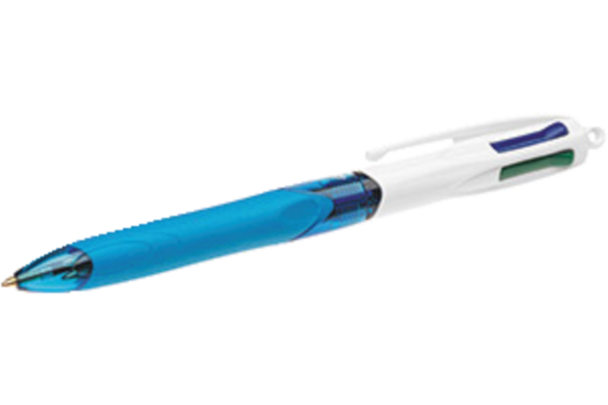 Pen BIC 4 kleuren grip medium assorti, set van 12 stuks