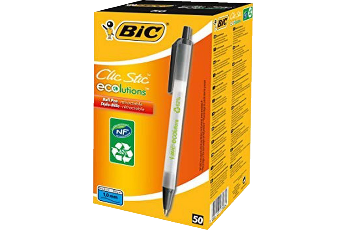 Balpen BIC ECOlutions® Clic Stic® zwart, 50 stuks