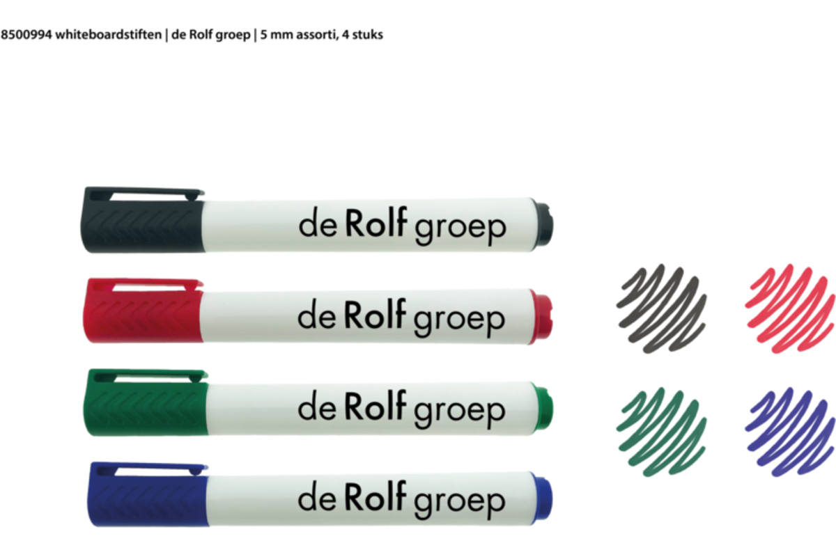 Whiteboardstiften | de Rolf groep | 5 mm assorti, 4 stuks