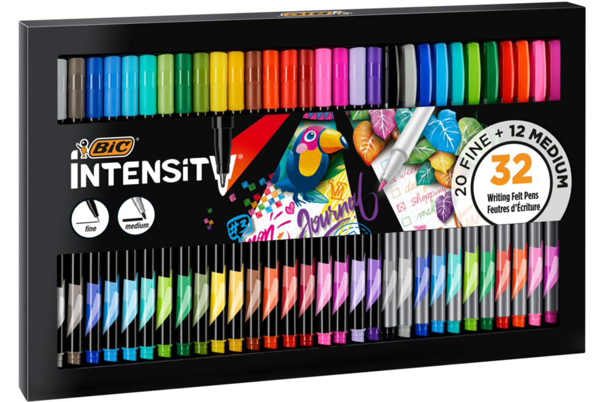 Fineliners BIC Intensity set fijn en medium, 20 + 12 stuks