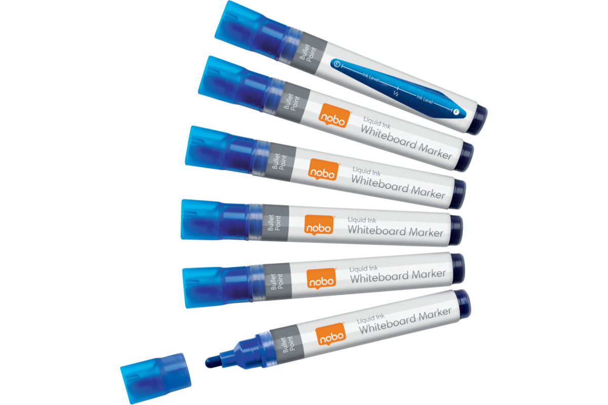 Whiteboardstiften Nobo Liquid Ink ronde punt 3 mm blauw, 10 stuks