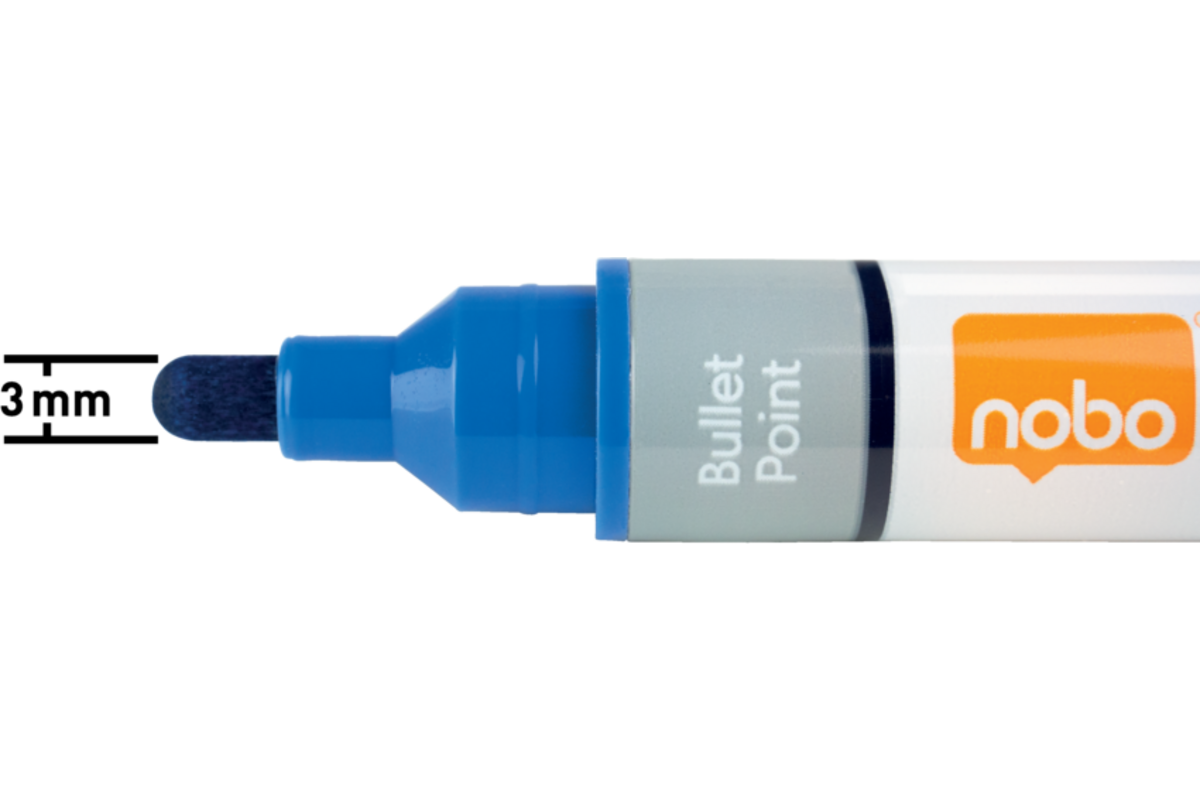 Whiteboardstiften Nobo Liquid Ink ronde punt 3 mm blauw, 10 stuks
