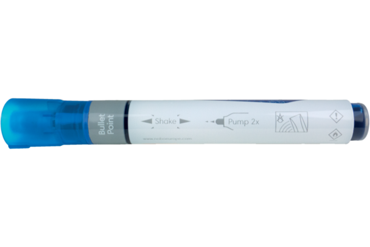 Whiteboardstiften Nobo Liquid Ink ronde punt 3 mm blauw, 10 stuks
