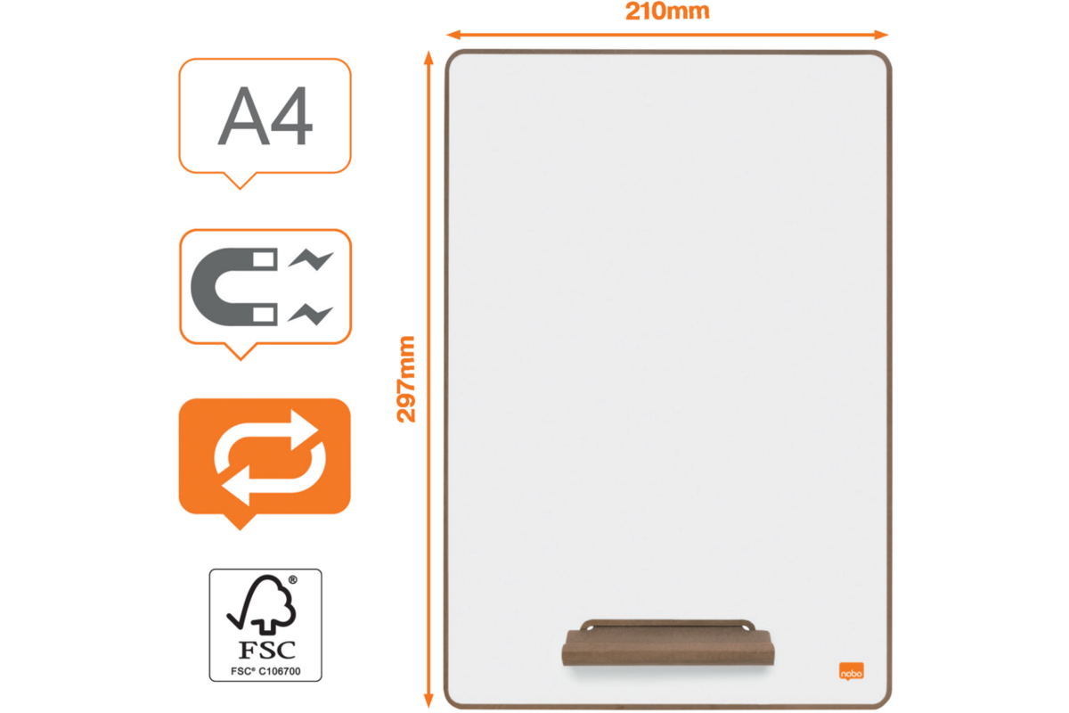 Whiteboard/Wisbord Nobo A4 magnetisch wit per 4st