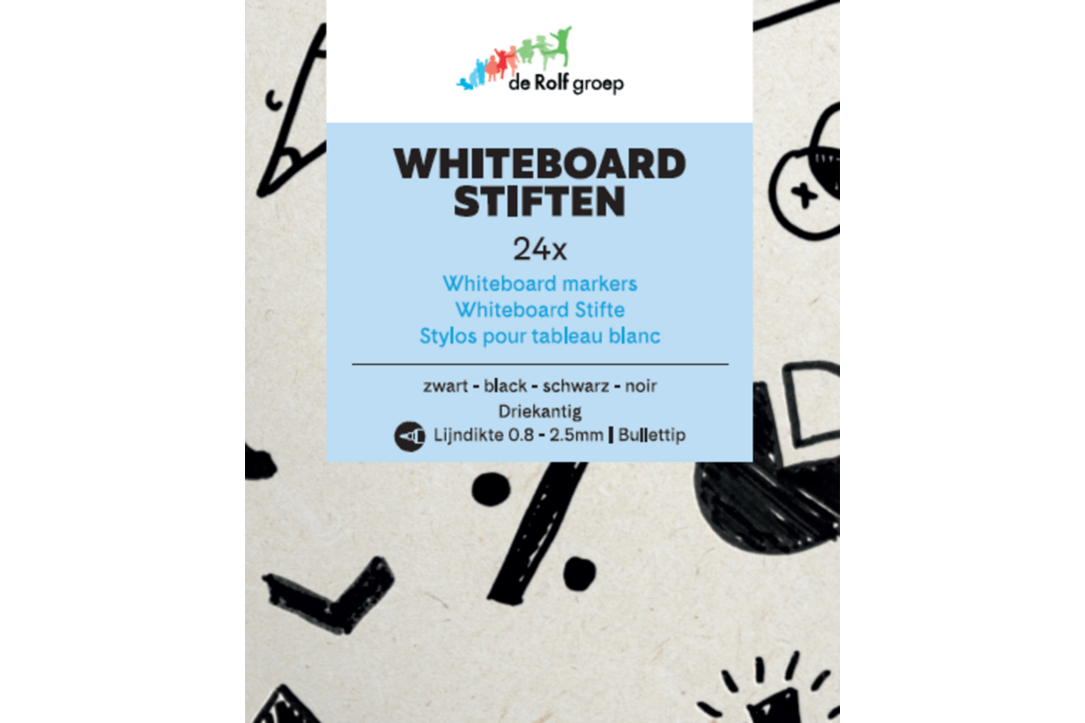 Whiteboardmarkers | de Rolf groep | 2 mm driekantig zwart, 24 stuks