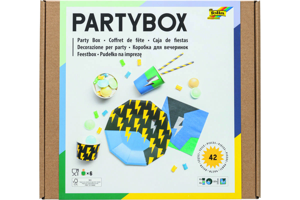Party-Box blauw Flash, 6 persoons (42-delig)