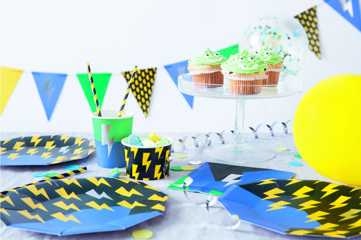 Party-Box blauw Flash, 6 persoons (42-delig)