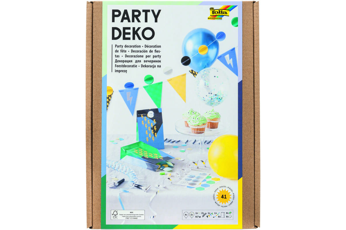 Party-Deco Box blauw Flash 41-delig