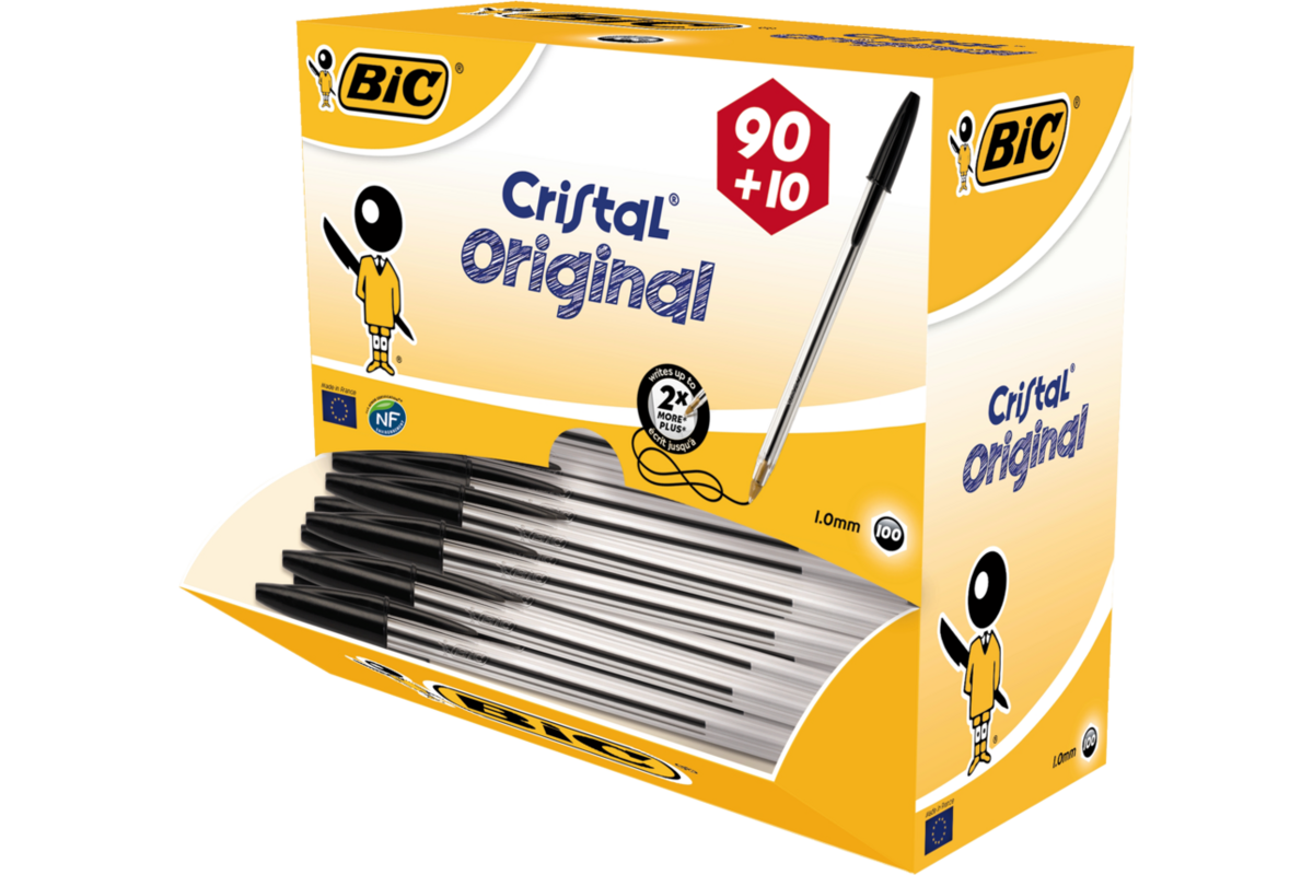 Balpen BIC Cristal zwart Voordeelpak 90 + 10 gratis