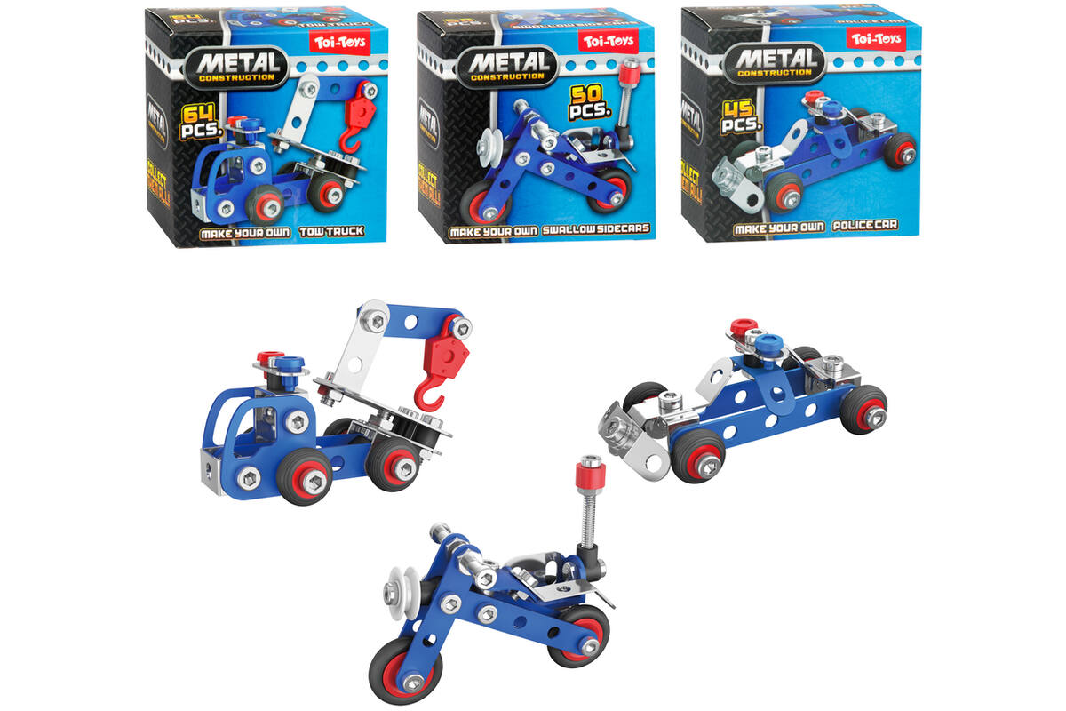 3D constructiemetaal mini voertuig assorti