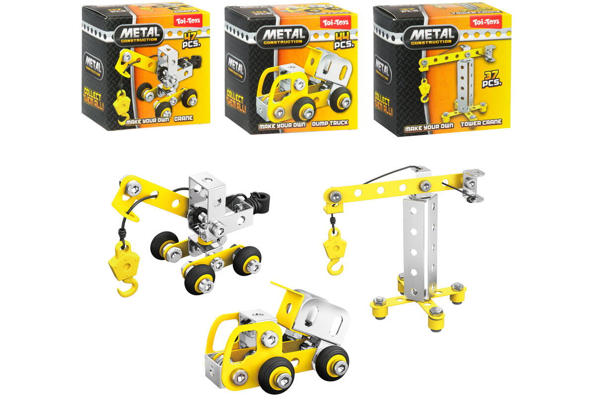 3D constructiemetaal mini voertuig assorti