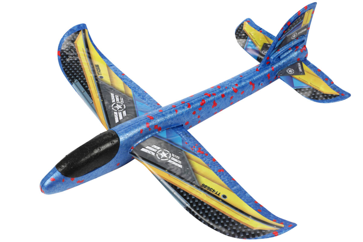 Foam vliegtuig 36 cm met stickers assorti