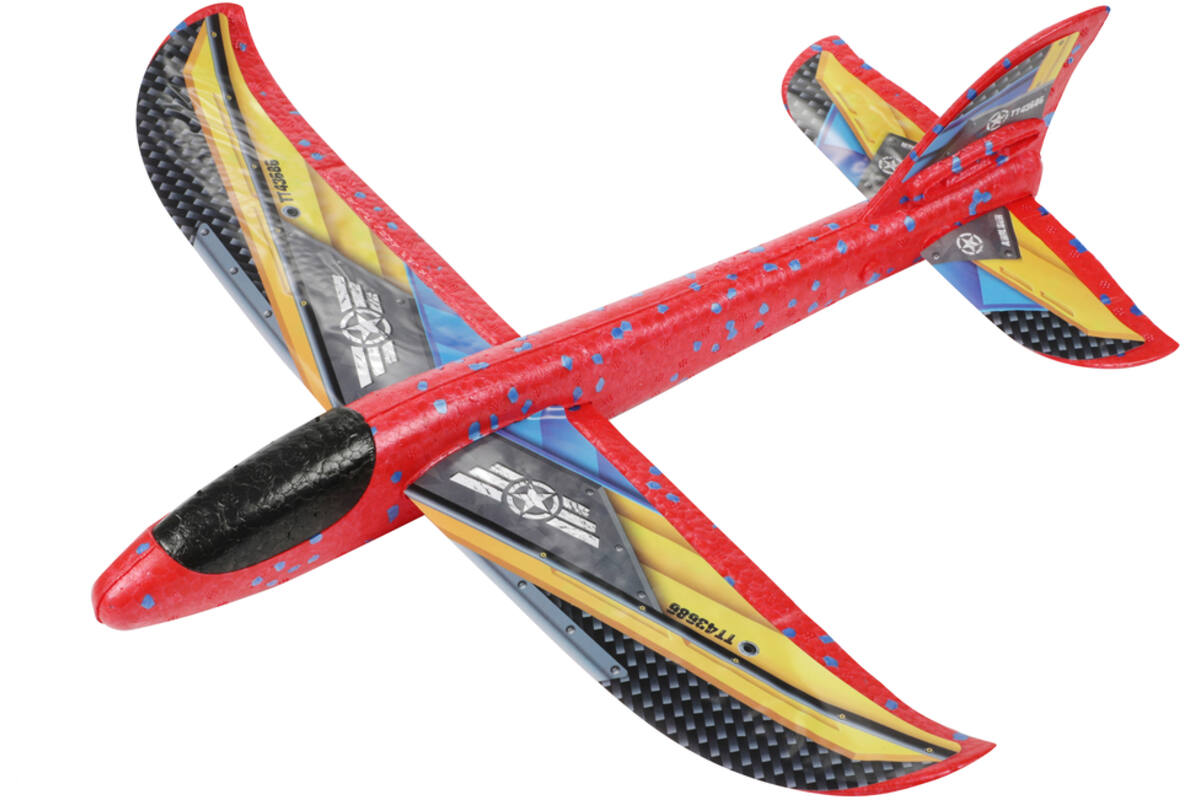 Foam vliegtuig 36 cm met stickers assorti