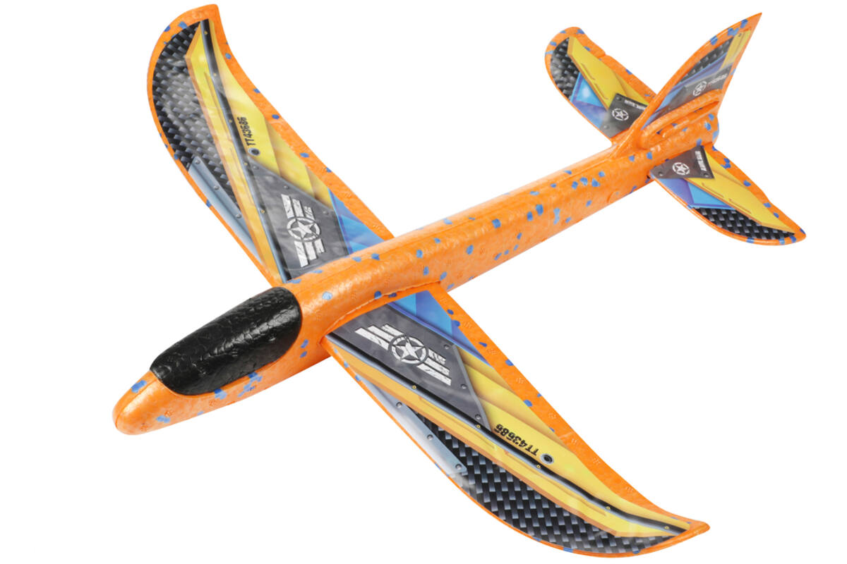 Foam vliegtuig 36 cm met stickers assorti