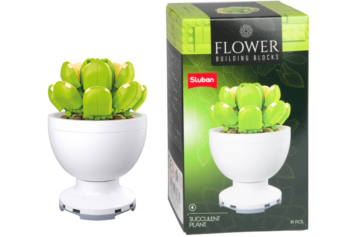 Bouwstenen bloemen in pot assorti