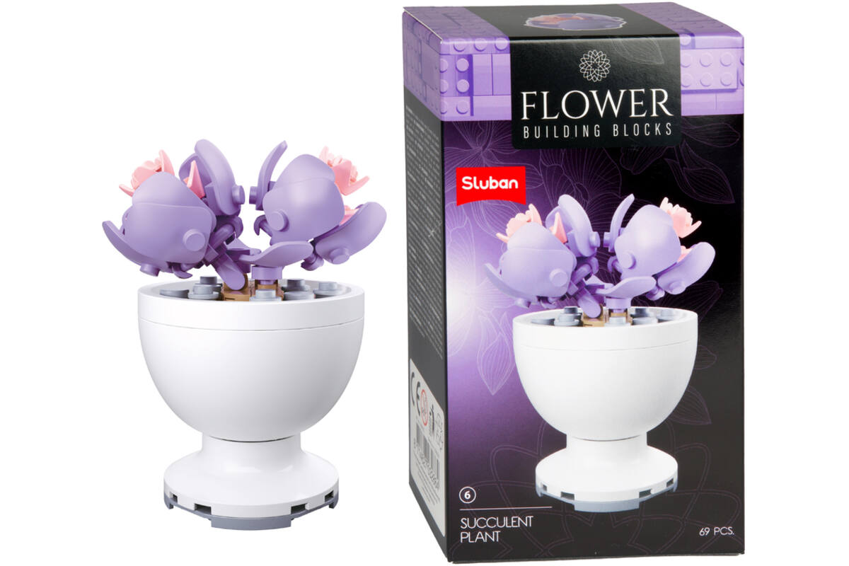 Bouwstenen bloemen in pot assorti
