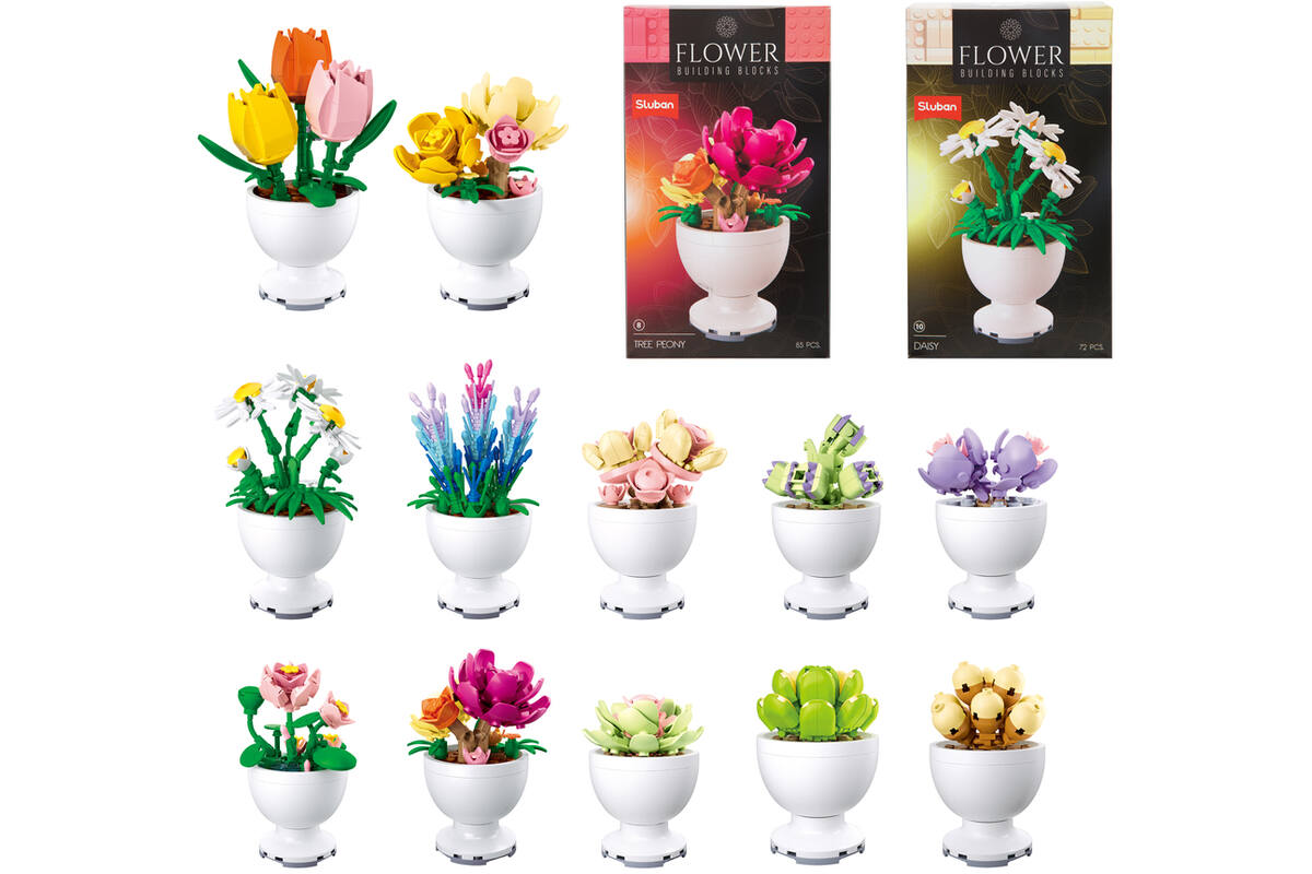 Bouwstenen bloemen in pot assorti