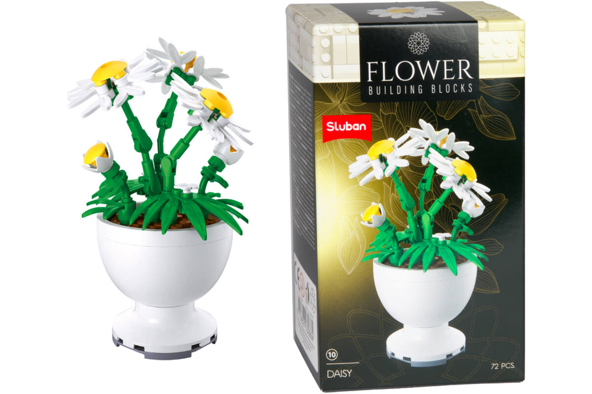 Bouwstenen bloemen in pot assorti