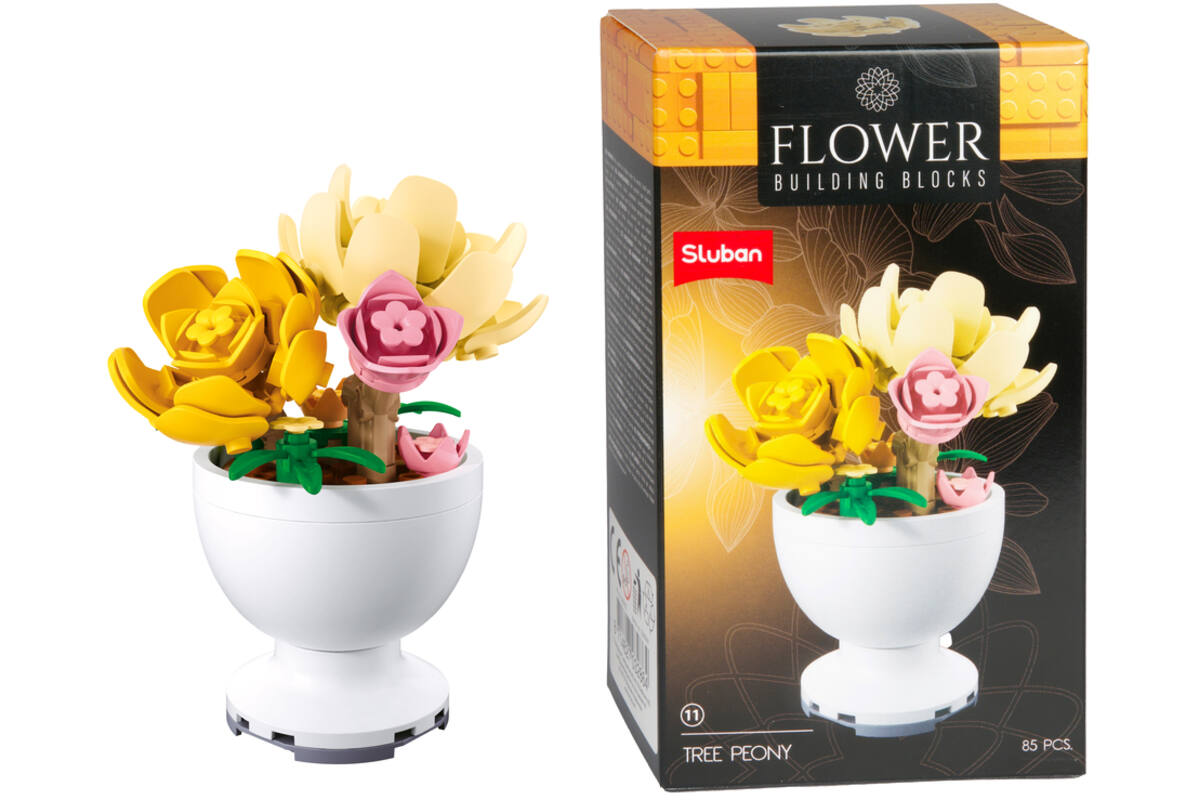Bouwstenen bloemen in pot assorti