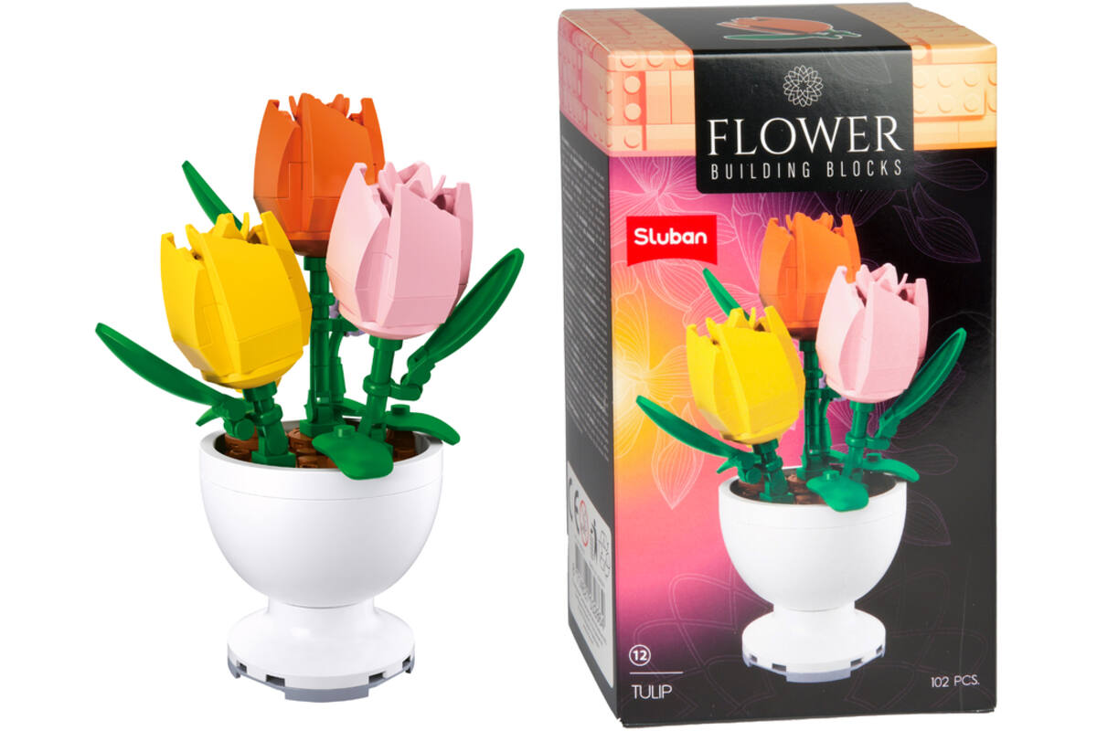 Bouwstenen bloemen in pot assorti