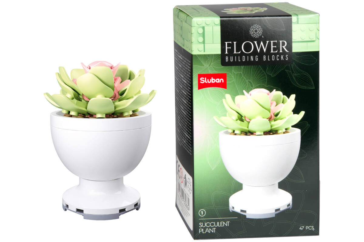 Bouwstenen bloemen in pot assorti