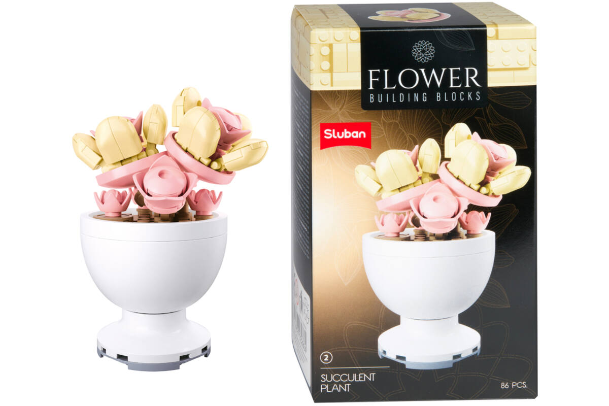 Bouwstenen bloemen in pot assorti