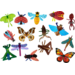 Insecten gestanst, in diverse uitvoeringen, 64 stuks
