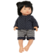 Pop meisje Aziatisch met haar en kleding, 40 cm, Les Pluminis