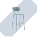Stoel Atlas, vierpoot, Felt, hoge kruk