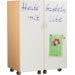 Klapkast Uni ahorn verrijdbaar, deuren whitebord, 105 x 68 x 146 cm