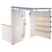 Speelwand Klax met deur, balie en legplanken, zonder dak, wit gebeitst, (inclusief montage)
