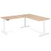 S-Line hoekopstelling, wit frame, blad Oak medium, 120x80/70x100 cm