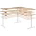 S-Line hoekopstelling, wit frame, blad Oak medium, 120x80/70x100 cm