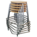 Kruk met verspringende steunen, wit met houten zitting, stapelbaar