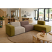 Zitelement Harley | Chaise, Stofgroep Harlow Reishi, zwarte doppootjes