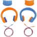 Safe 'n Sound hoofdtelefoon set van 6 st. (blauw/oranje) + 3 extra kabels