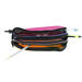Schooletui 3-vaks oranje/ blauw/fuchsia ca 25 x 9 x 11 cm