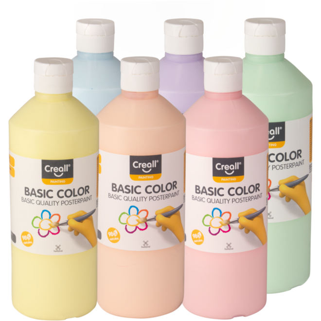 Plakkaatverf Creall basic set pastel 500 ml, 6 stuks