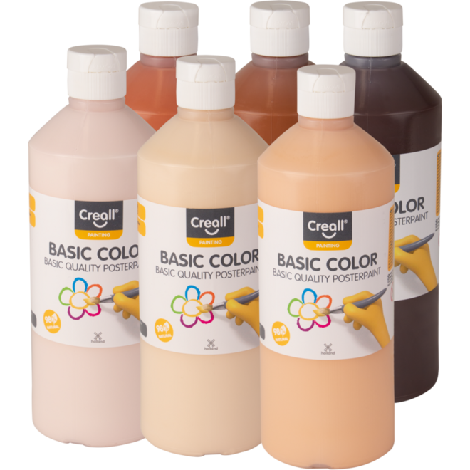 Plakkaatverf Creall basic set colours of the world 500 ml, 6 stuks