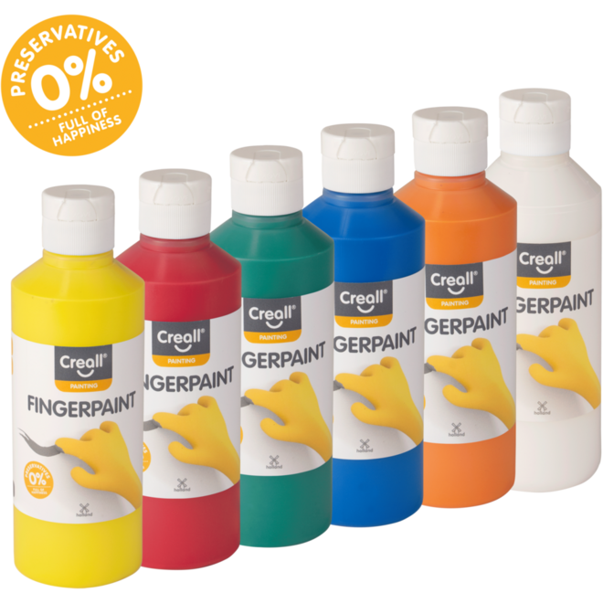 Vingerverf Creall assorti 250 ml, 6 stuks